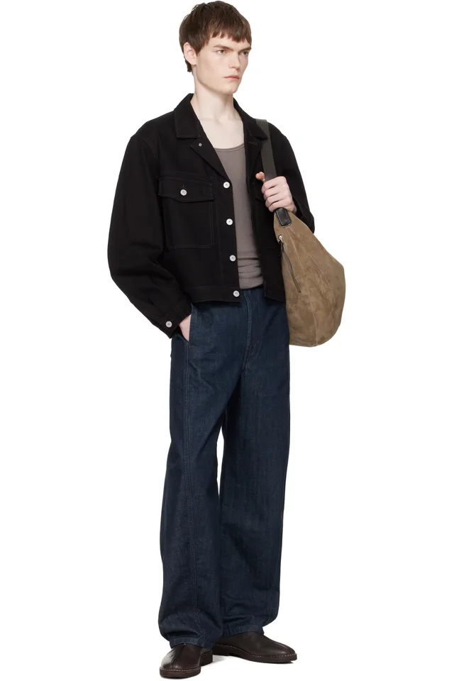 LEMAIRE Navy Twisted Belted Jeans, photo 4 of 4 from SSENSE
