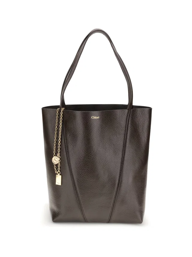 Chloé Spin Shoulder Bag — Brown Calf Leather Bos Taurus in Brown Calfskin from HEWI