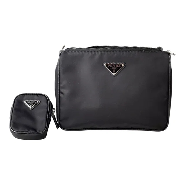 Prada Black Nylon Messenger Bag in Black Nylon from Luxury Promise