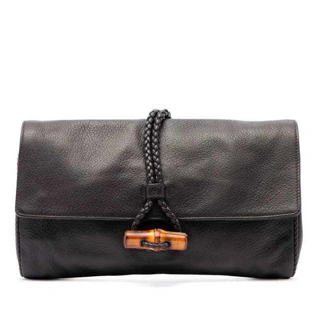 Brown Gucci Calfskin Bamboo Hip Clutch in Brown Calfskin from Designer Revival