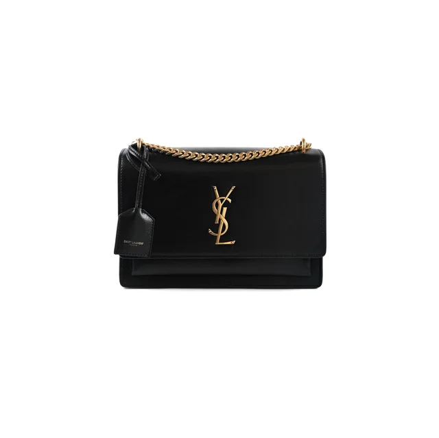 Saint Laurent Sunset Medium Black in Black Leather from The Purse Affair