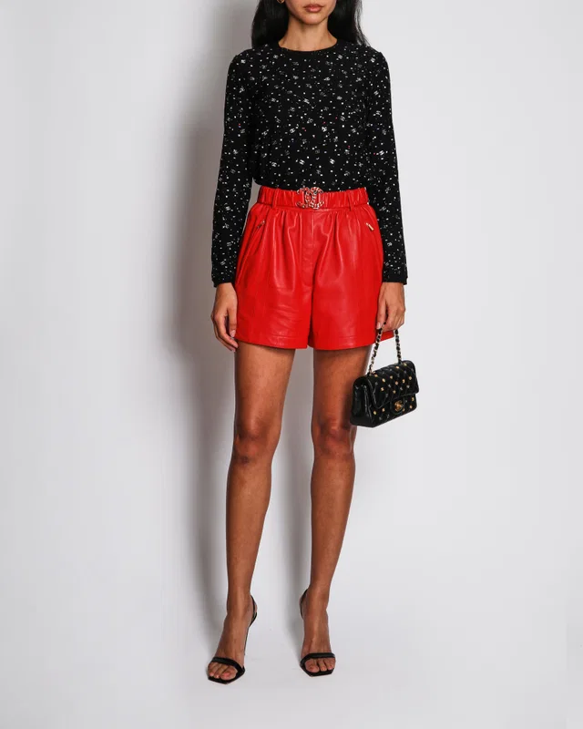 Chanel 20/S Black Sequin CC Logo Long Sleeve Top Size FR 36 (UK 8) in Black from Sellier