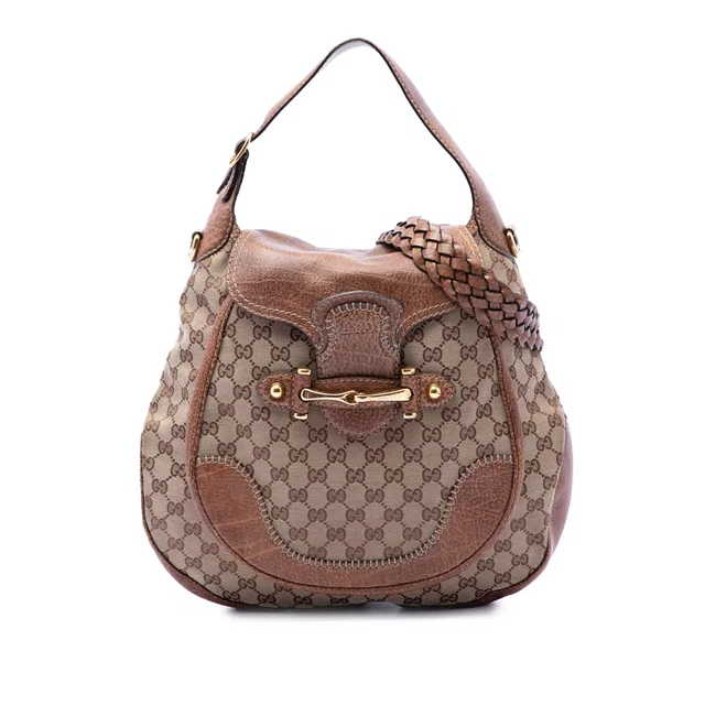 Beige Gucci Large GG Canvas New Pelham Satchel in Beige Canvas from Designer Revival