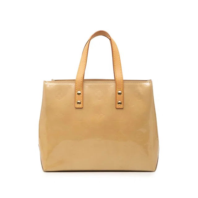 Beige Louis Vuitton Monogram Vernis Reade PM Handbag in Beige Leather from Designer Revival