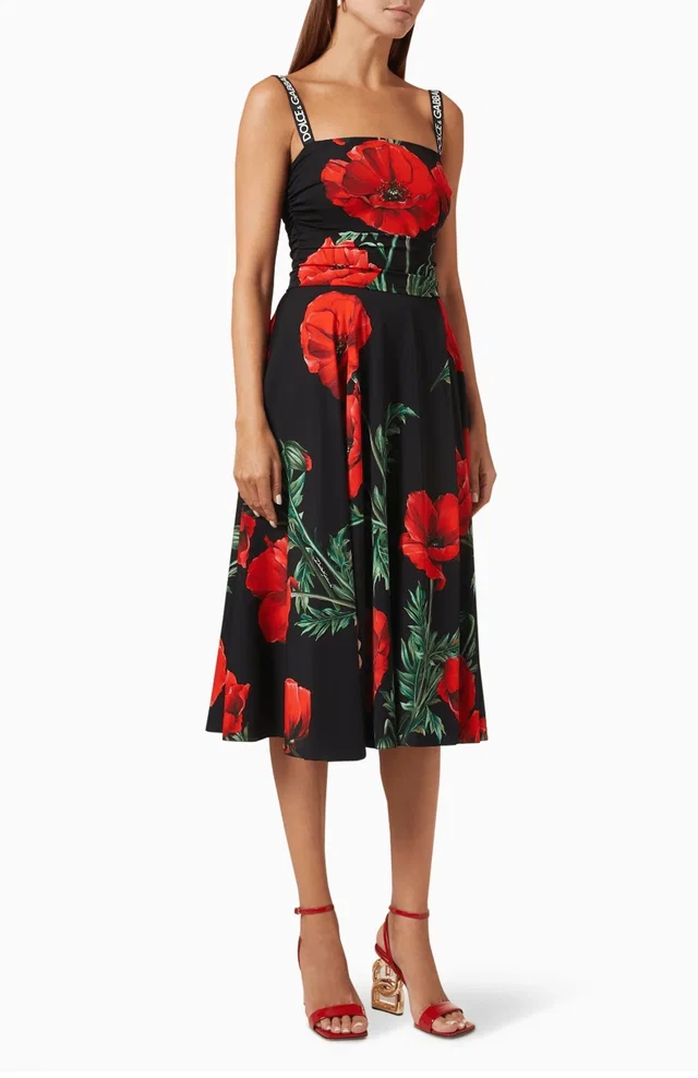 Dolce & Gabbana Dress Black red Flora in Black from Luxury Promise
