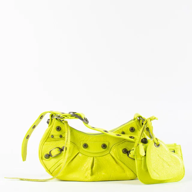 Balenciaga Fluo Yellow Cagole XS Bag in Yellow Lambskin from Labellov