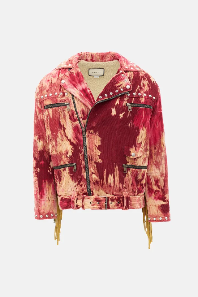 Gucci Corduroy Sherpa Biker Jacket in Leather from VSP Consignment