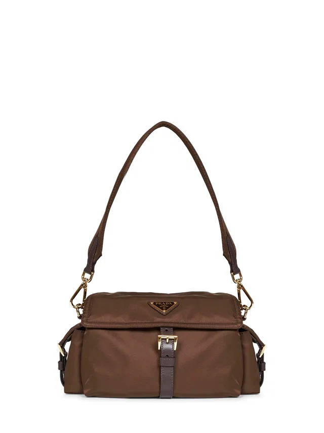 Prada Explore Shoulder Bag — Brown Recycled Polyamide in Brown Nylon from HEWI