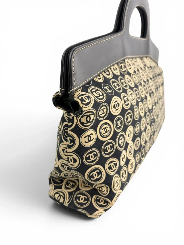 Chanel Vintage CC Motif Jersey Frame Bag in Leather from Season 2 Consign, photo 5 of 11