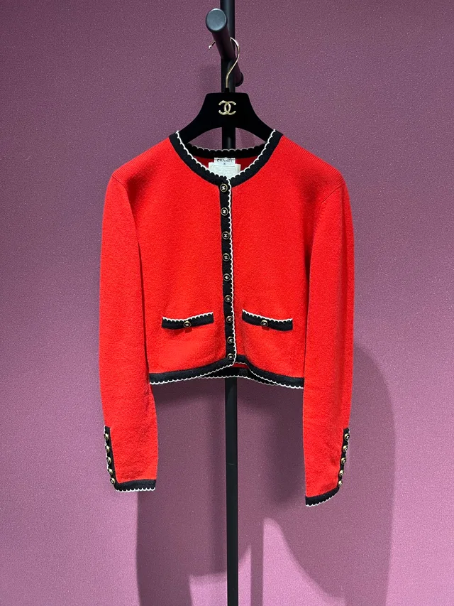 Chanel 1994 A Red Cardigan 40 in Red from Luxury Promise