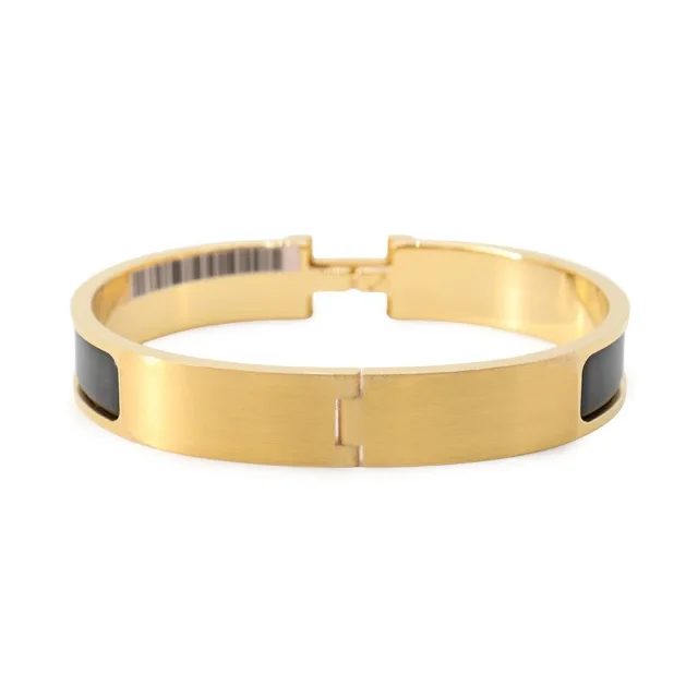 Hermès ClicHH Bangle Size PM Black Enamel Gold Plated in Black from GALLERY RARE, photo 3 of 10