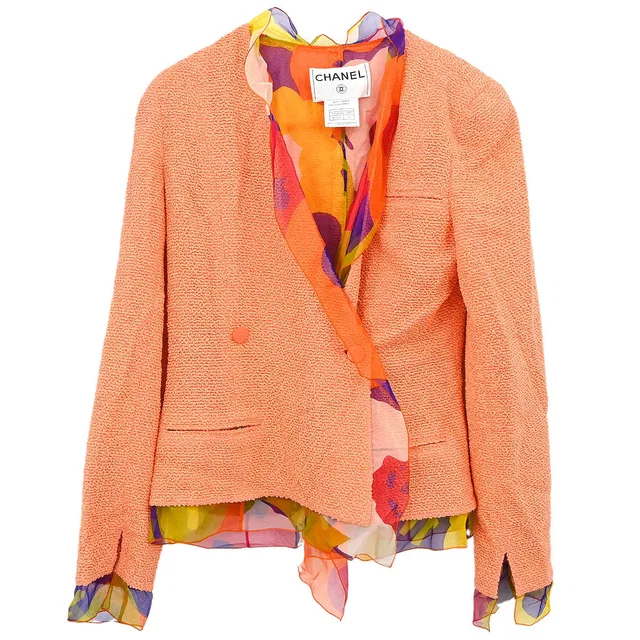 Chanel 2000SS Boucle Silk Trim Jacket #38 in Silk from AMORE Vintage Tokyo