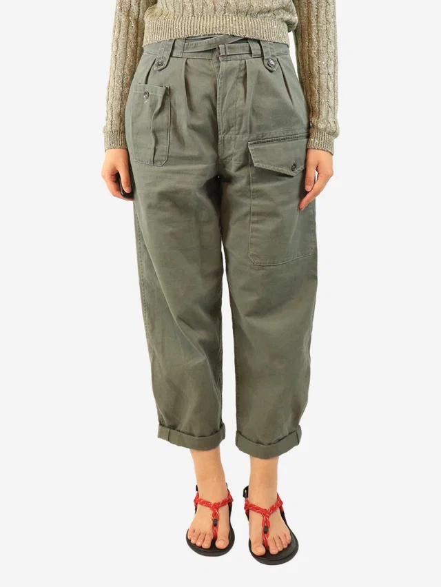 Saint Laurent Green cargo style trousers - size UK 12 in Green from Sign of the Times