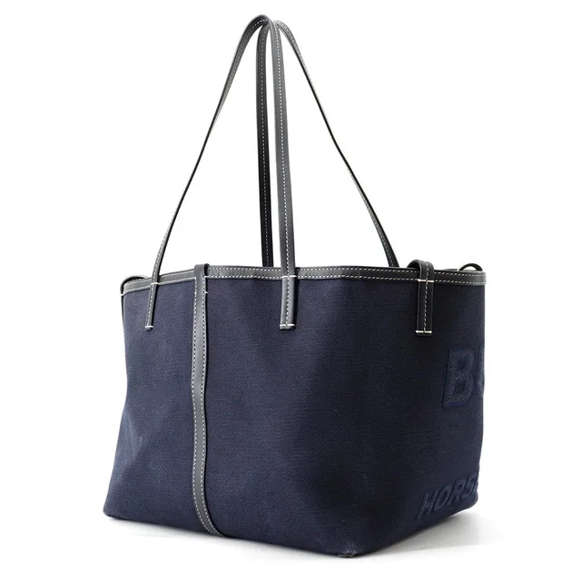 Burberry Beach Horseferry Tote Bag Navy/Black8044174 Canvas Leather Size Mini in Navy Canvas from GALLERY RARE, photo 2 of 2