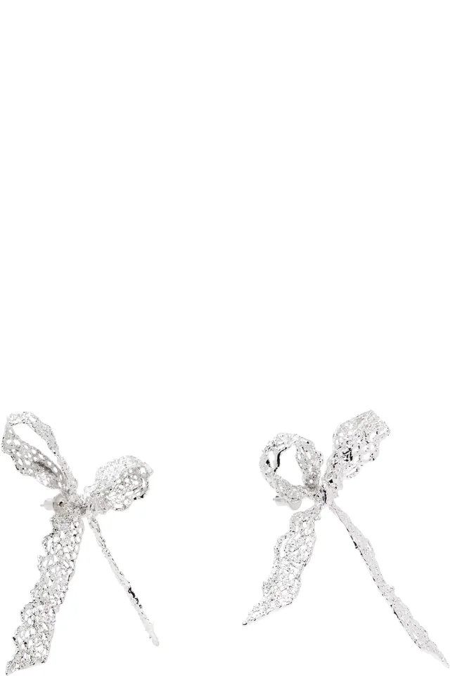 SHUSHU/TONG Lace Bowknot Earrings, photo 2 of 2 from SSENSE