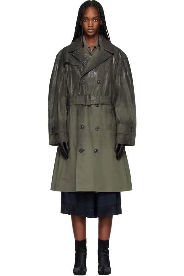 Maison Margiela Khaki Double-Breasted Trench Coat from SSENSE, photo 1 of 1