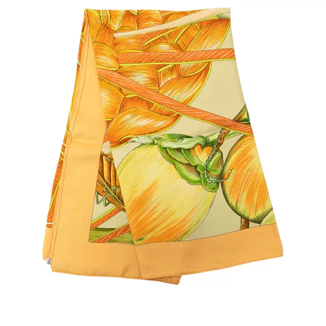 Orange Hermès Jardin Creole Silk Scarf 90 Scarves in Orange Silk from Designer Revival