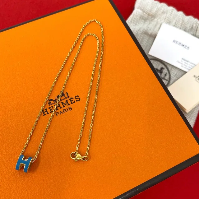 Hermès Box Mini Pop H Pendant Gold Blue Jean in Blue from The Reluxe