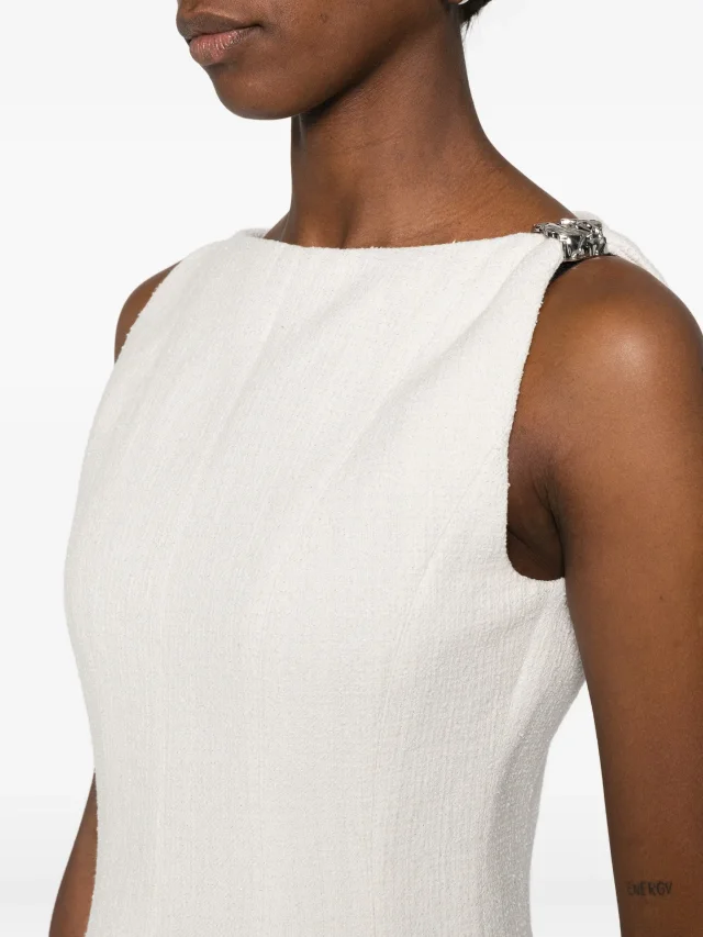 Maje short flared tweed dress in White, photo 5 of 5 from FARFETCH