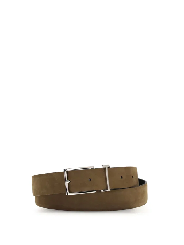 Tom Ford Calf Leather Belt — Brown Olive Bos Taurus in Brown Calfskin from HEWI