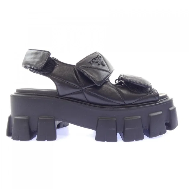 Prada Monolith Sandals Black in Black from The Reluxe