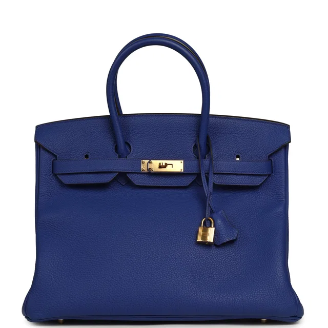 Hermès Birkin 35 Bleu Royal Togo Gold Hardware in Blue Togo leather from Madison Avenue Couture