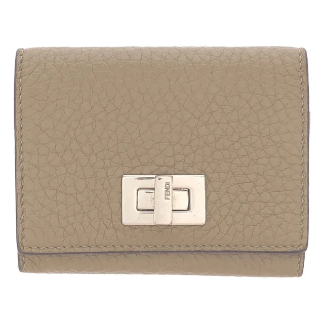 Fendi Selleria Peekaboo Leather Card Case Beige in Beige Leather from The Reluxe