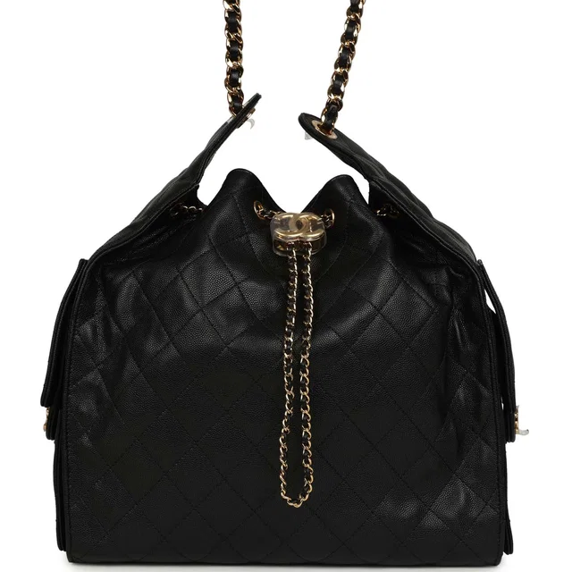 Chanel Medium 25 Hobo Bag Black Caviar Antique Gold Hardware in Black Caviar leather from Madison Avenue Couture