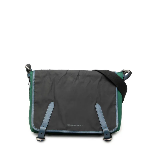 Green Burberry Large Tricolor Nylon and Leather Messenger Bag in Green Nylon from Designer Revival, photo 1 of 1