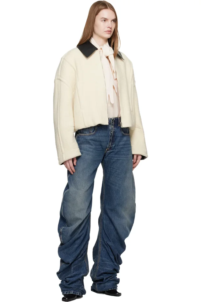 Jean Paul Gaultier Off-White Heavy Wool Bomber Jacket, photo 4 of 4 from SSENSE