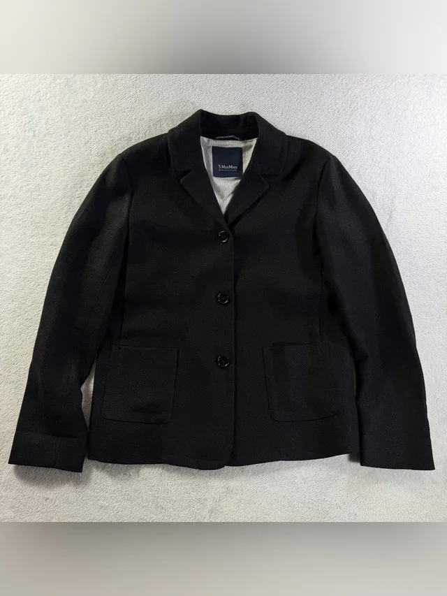 ’S Max Mara Black Linen Blend Blazer Jacket Us 10 Luxury Designer in black from Poshmark