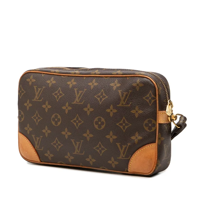 Brown Louis Vuitton Monogram Marly Dragonne GM Clutch Bag in Brown Coated canvas from Designer Revival, photo 2 of 2