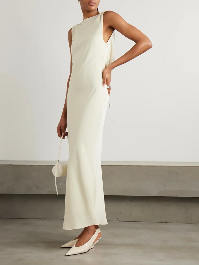 ST. AGNI Draped LENZING™ Lyocell and ECOVERO™-blend maxi dress in Beige, photo 2 of 2 from NET-A-PORTER (Canada)