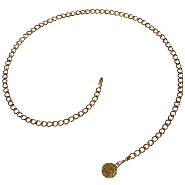 Chanel CC Logo Che Leto Gold Plated Belt in Gold from The Reluxe