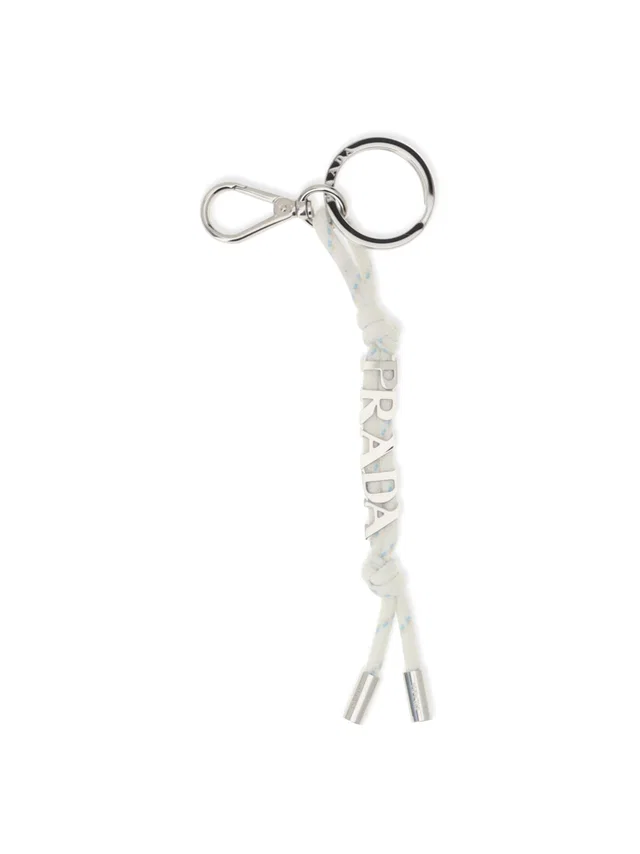 Prada Speedrock Key Case — White Recycled Polyamide Keychains in White Woven leather from HEWI