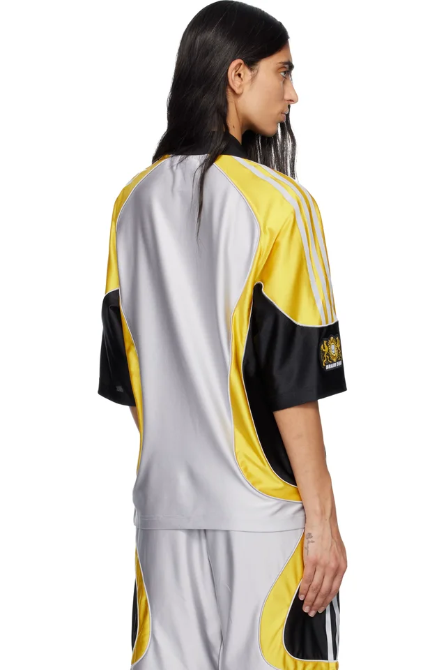 adidas Originals Silver & Yellow Brain Dead Edition Jersey T-shirt, photo 3 of 4 from SSENSE
