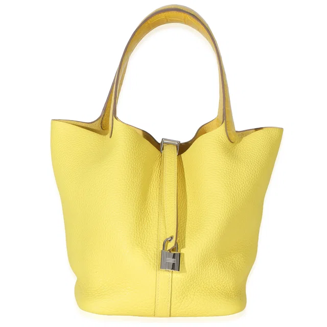 Hermès Lime Mimosa Clemence Niloticus Crocodile Touch Picotin Lock 22 PHW in Clemence leather from myGemma