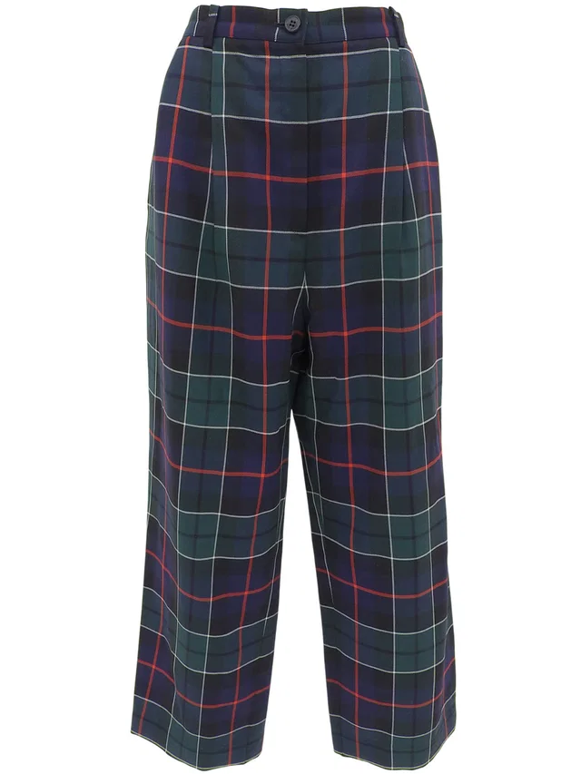 Burberry Checked Pattern Pants #15 Navy/Green in Navy Wool from VINTAGE QOO TOKYO