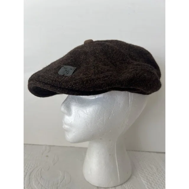 Diesel Vintage Wool Newsboy Cap Brown Cabbie Flat Cap in black Wool from Poshmark
