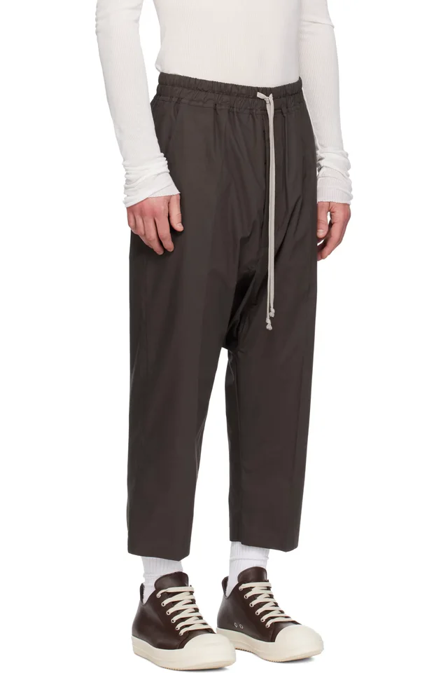 Rick Owens Gray Temple Drawstring Cropped Trousers, photo 2 of 4 from SSENSE