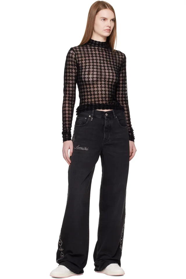 AMIRI Black MA Quad Flocked T-shirt, photo 4 of 4 from SSENSE