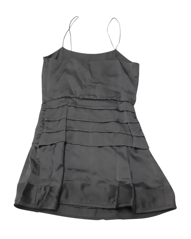 Derek Lam 10 Crosby Cami Flounce Mini Dress in Black Viscose in Black, photo 3 of 5 from ShopSimon