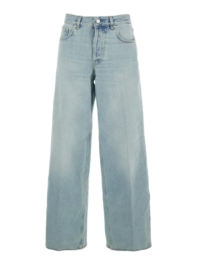 Blue Jeans with Belt Loops and Logo Patch on the Back in Denim Woman, image 1 of 1 from Gaudenzi Boutique