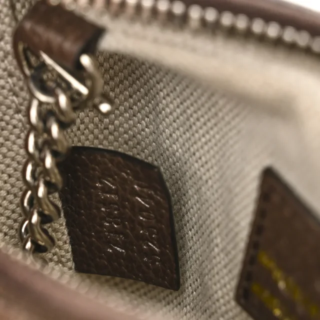 Gucci GG Supreme Monogram Textured Calfskin Web Mini Attache Hobo Beige Ebony New Acero in Beige Calfskin from FASHIONPHILE, photo 7 of 10