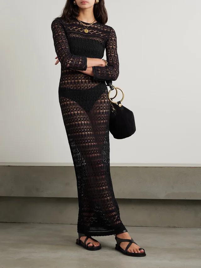 ISABEL MARANT Paloma open-back crocheted cotton-blend maxi dress in Black, photo 2 of 2 from NET-A-PORTER (Canada)