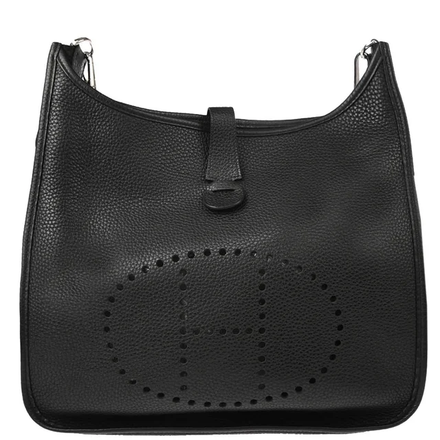 Hermès 2015 Black Taurillon Clemence Evelyne 3 GM Shoulder Bag in Black Clemence leather from AMORE Vintage Tokyo