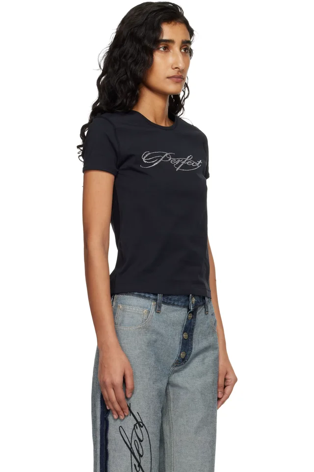 Marc Jacobs Black 'Perfect' Shrunken T-shirt, photo 2 of 4 from SSENSE