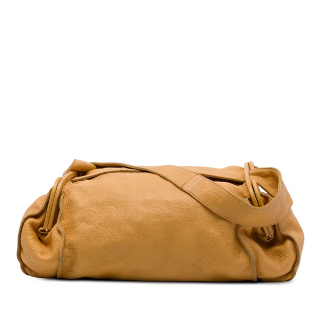 Brown Bottega Veneta Leather Side Pocket Shoulder Bag in Brown Leather from Designer Revival
