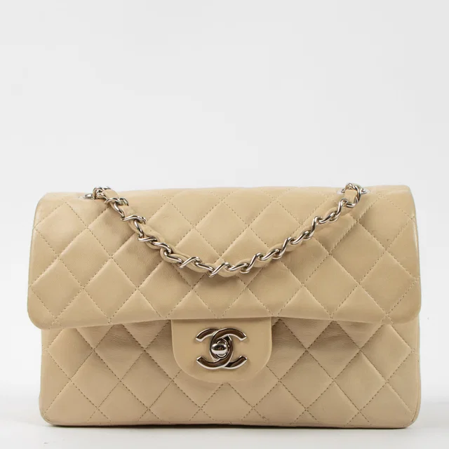 Chanel Beige Lambskin Small Classic Bag in Beige Lambskin from Labellov