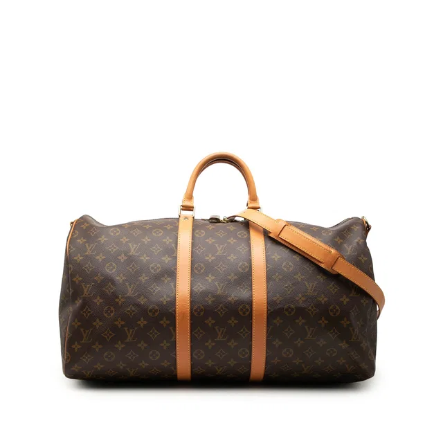 Brown Louis Vuitton Monogram Keepall Bandouliere 55 Travel Bag in Brown Coated canvas from Designer Revival